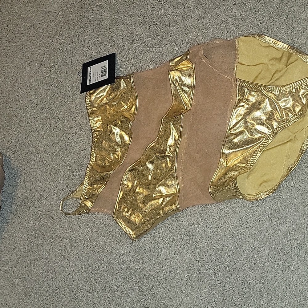 Norma Kamali gold foil swim size medium